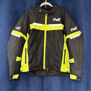 HWK Men's Motorcycle Jacket - Black and Yellow